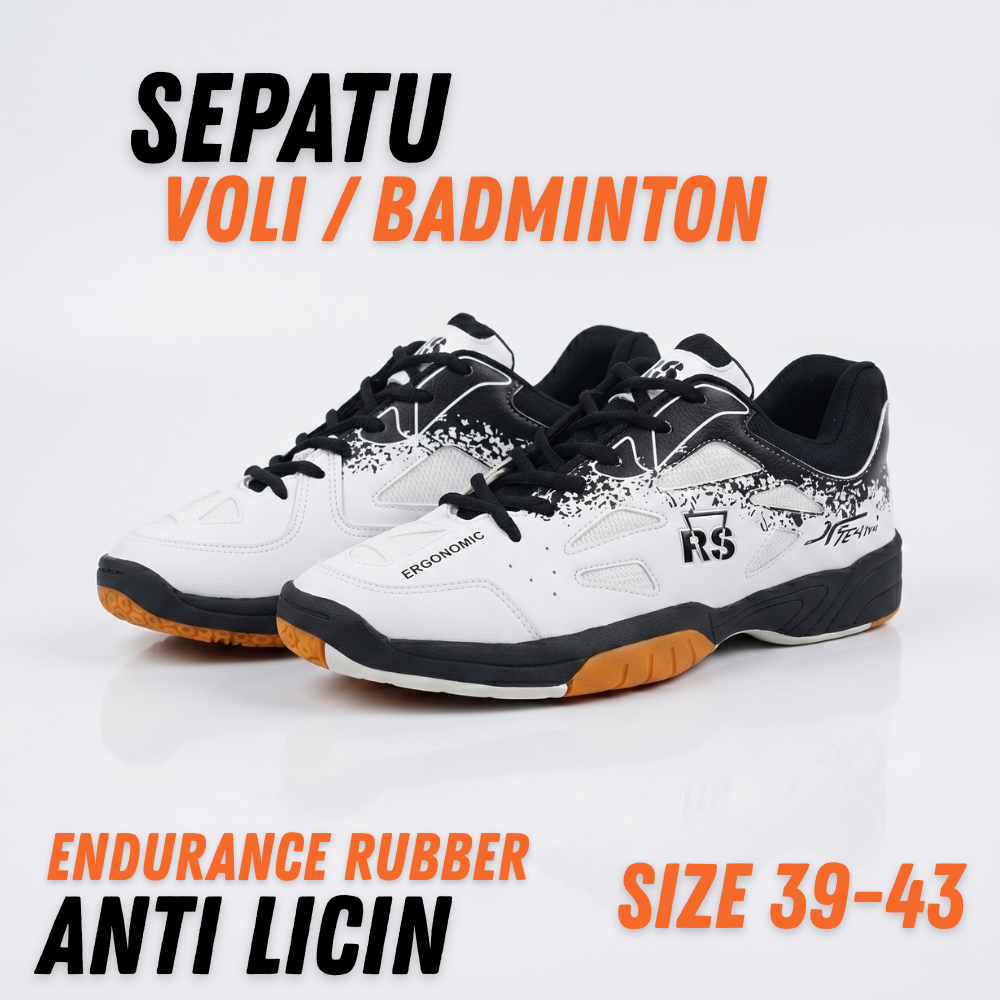 RS Sepatu Voli Dan Badminton Premium - Sepatu Olahraga Court Shoes Endurance Rubber Anti Selip Ukura
