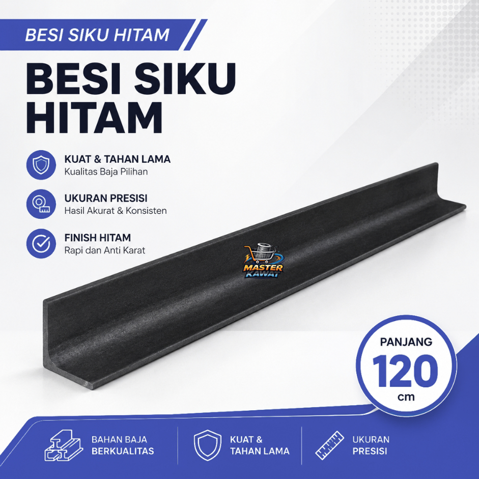 Besi Siku Hitam Besi Hollow Galvanis Baja Panjang 120cm 3x3cm 4x4cm | Kualitas Terbaik Termurah | Ku