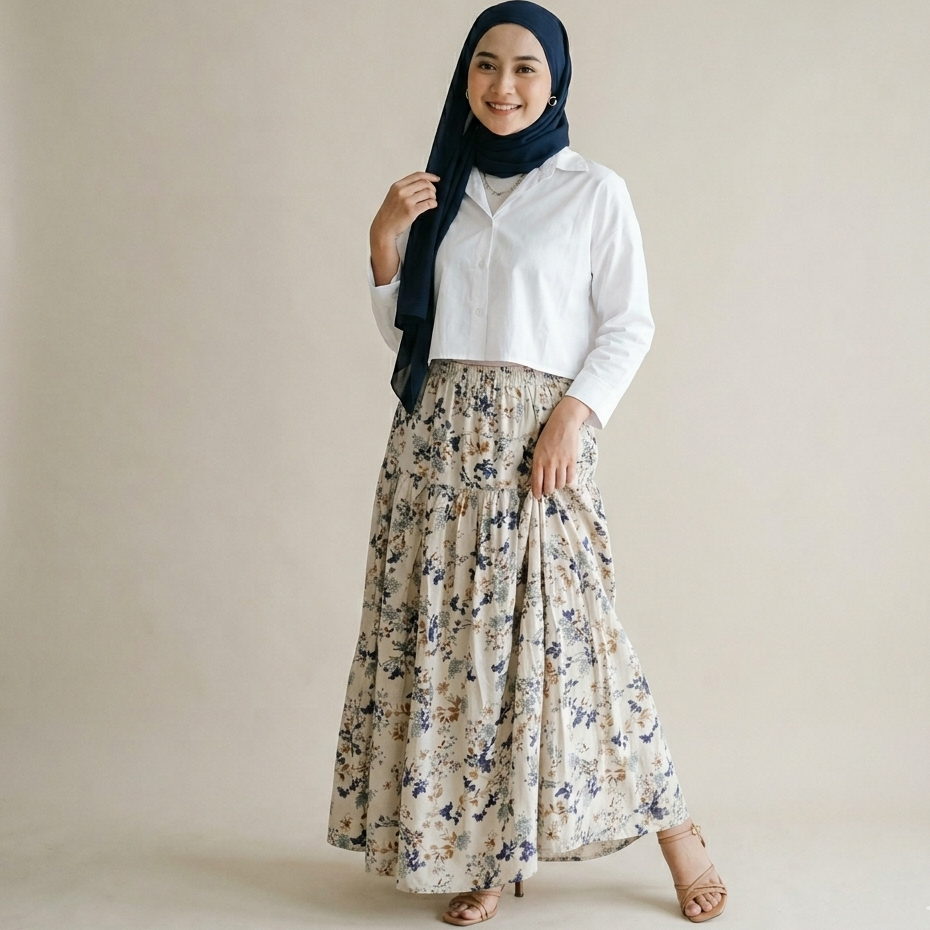 ROK MOTIF BUNGA/FLORAL SKIRT ROK BUNGA VIRAL/ROK PANJANG WANITA