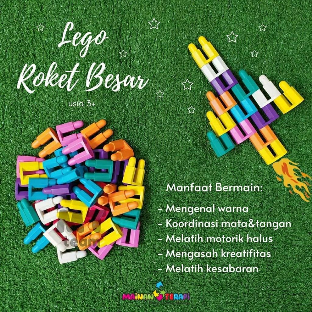 Mainan Terapi Lego Roket Besar Jumbo Motorik Halus