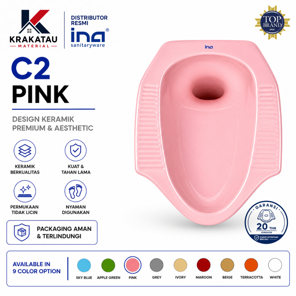 Closet Duduk Hitam | Wc | Distributor Resmi Ina | C2 Pink - Krakatau Material