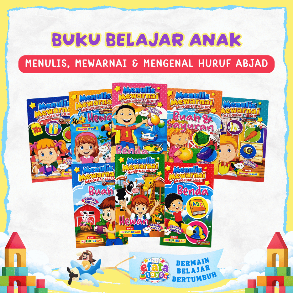 Buku Belajar Anak Menulis & Mewarnai Mengenal Huruf Abjad Besar dan Kecil