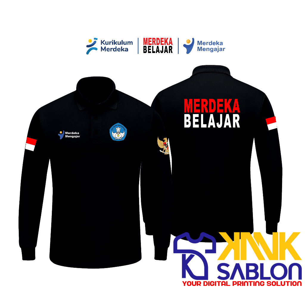 Poloshirt MERDEKA BELAJAR - Kaos Polo MERDEKA BELAJAR - Baju Berkerah MERDEKA BELAJAR - KANKSABLON