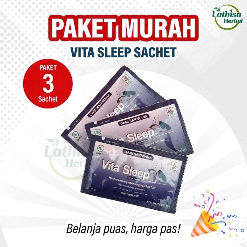 PAKET MURAH VITA SLEEP CAIR 3 SACHET 15 ML OBAT PENENANG TIDUR INSOMNIA SULIT TIDUR