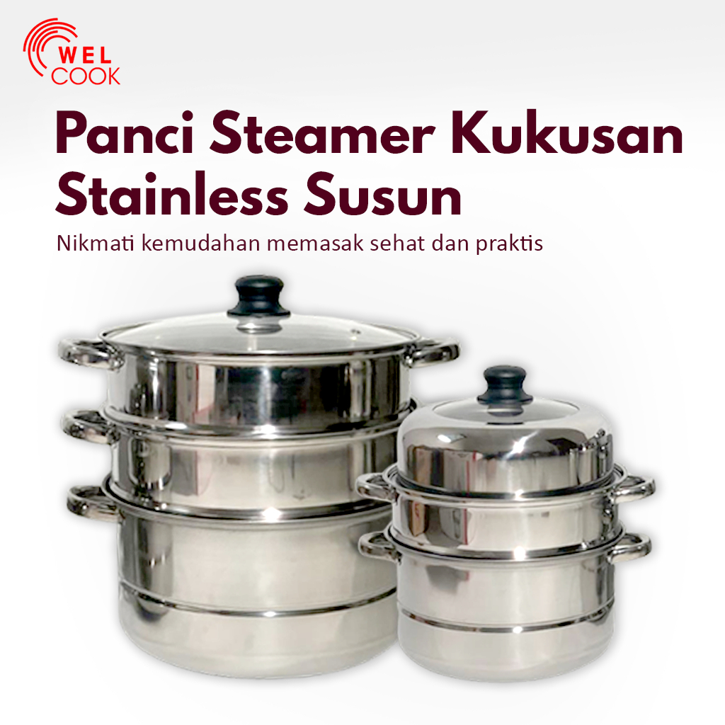 Welcook Panci Steamer Kukusan Stainless Susun