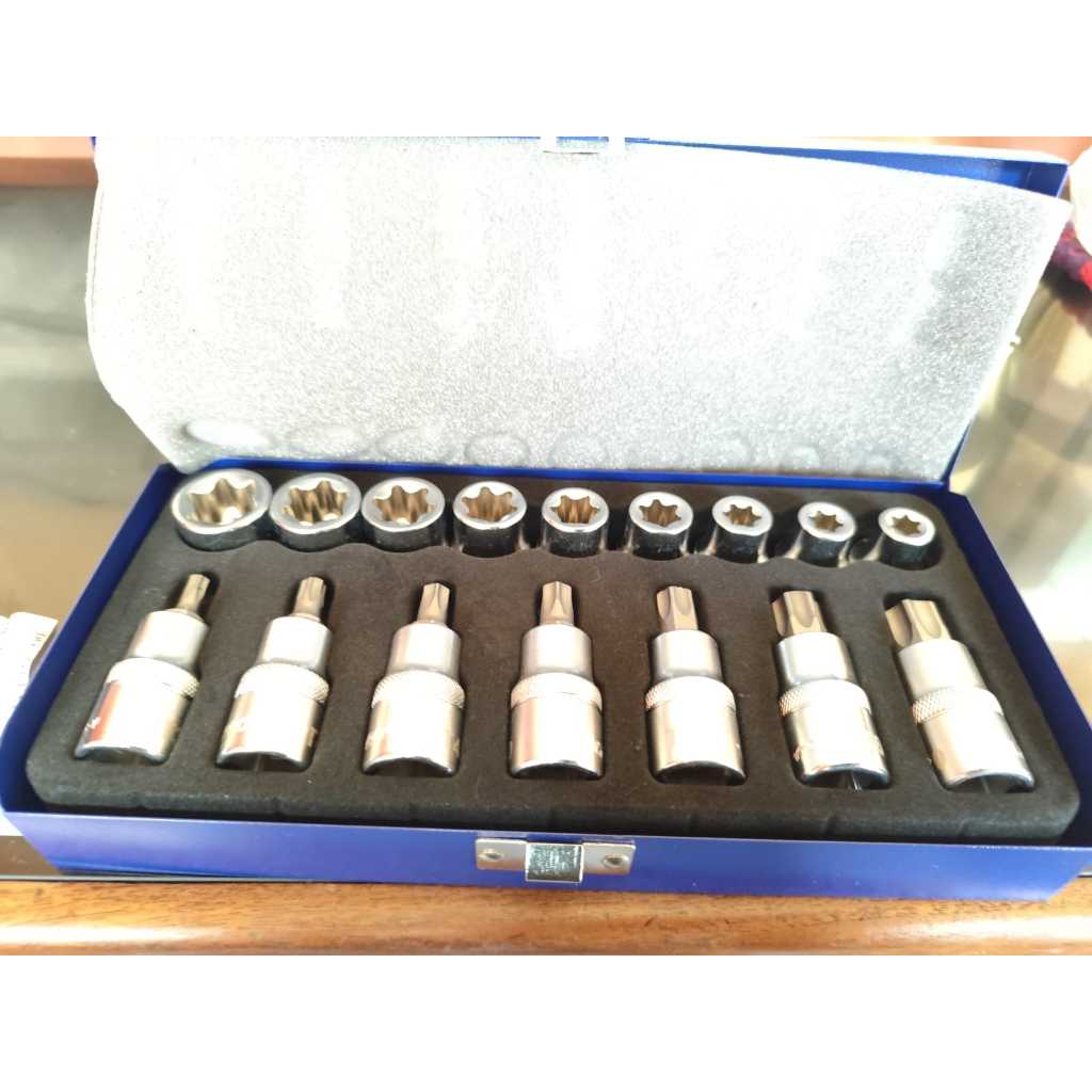 Lakoni Star bit Socket & Torx bit Socket set 16 pc Kunci Sok Bintang Set Alat Perbaikan Berkualitas 