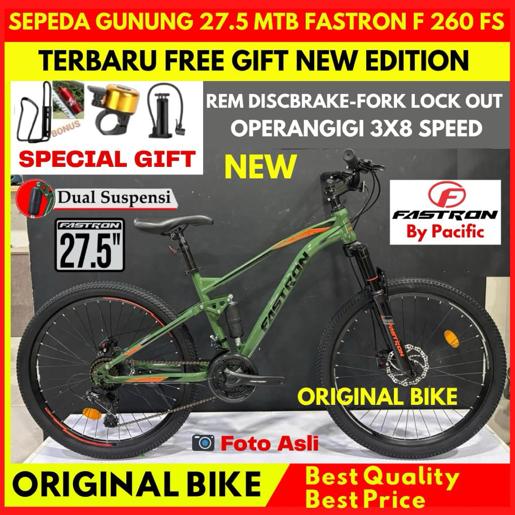 Sepeda Gunung MTB 26 27,5 Fastron 260 FS Rem Discbrake Operangigi Dual Suspensi Terbaru