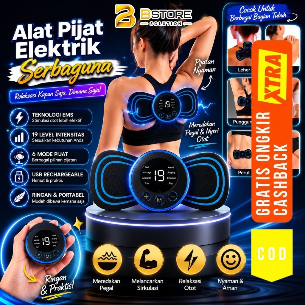 [BSTORE] Alat Pijat Punggung Elektrik Portabel - Alat Terapi Punggung Leher Badan Elektrik EMS