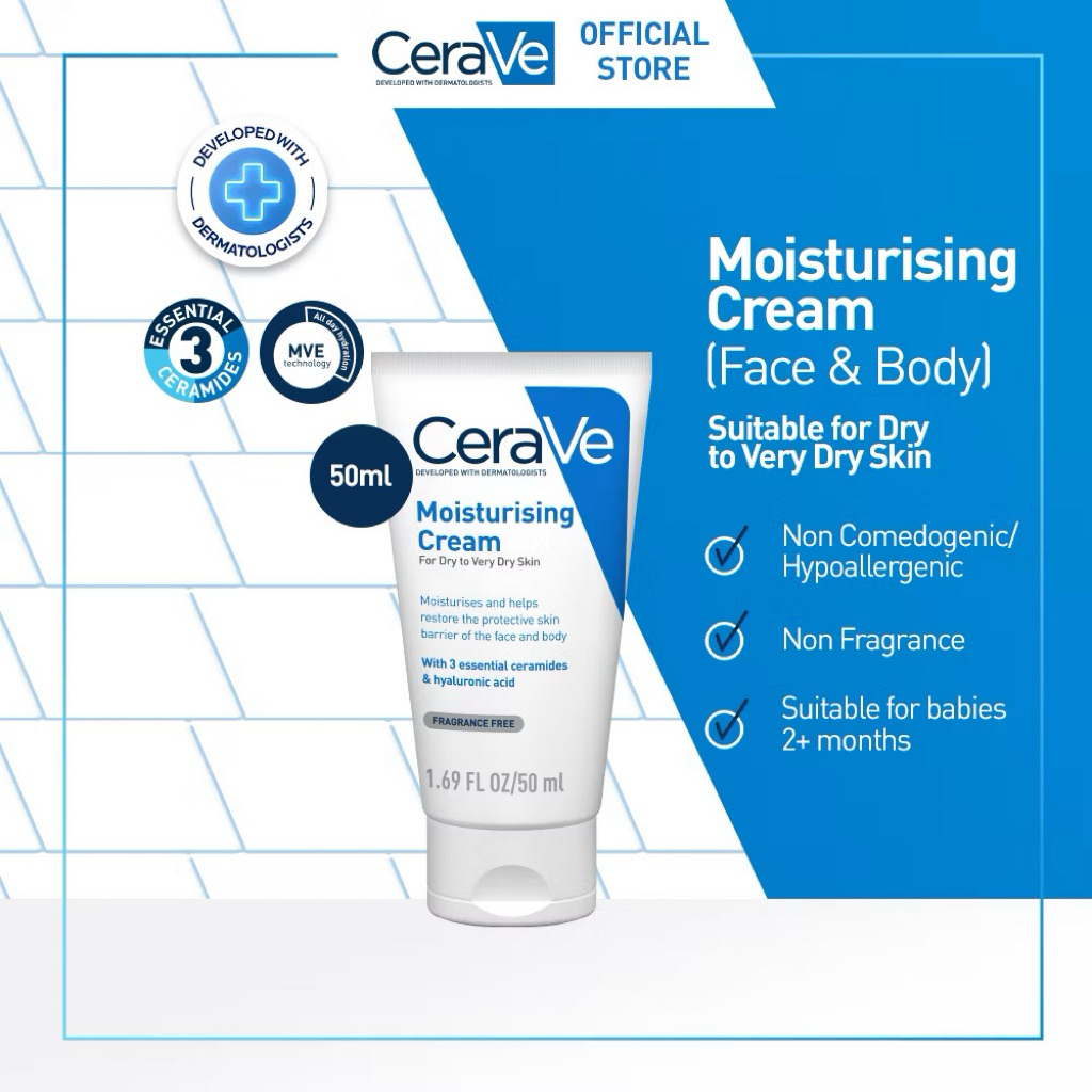 CeraVe Moisturising Cream 50ml - Skin Barrier Repair Moisturizer