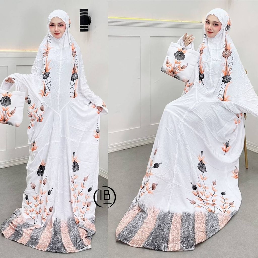 mukena dewasa mukena lajuran terusan mukenah rayon tebal adem nyaman putih renda mukena murah