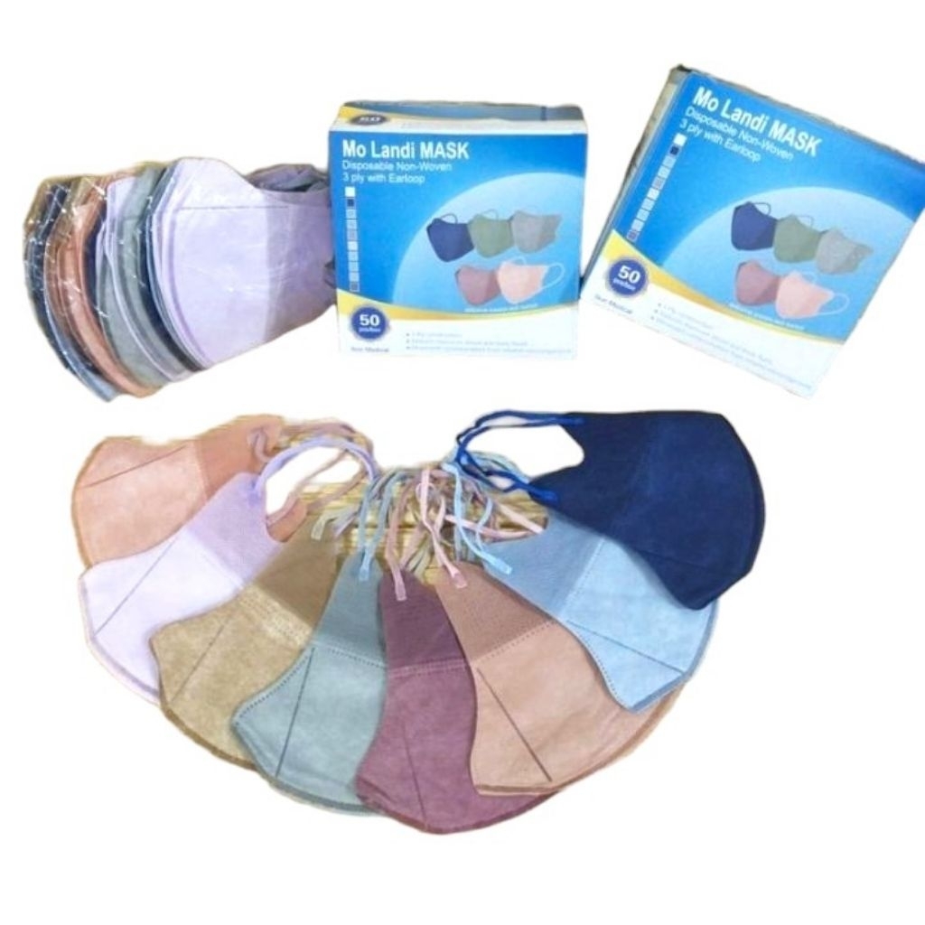 Masker Duckbill 3 ply Mix Warna Pastel 50 pcs perboks Face mask Grosir