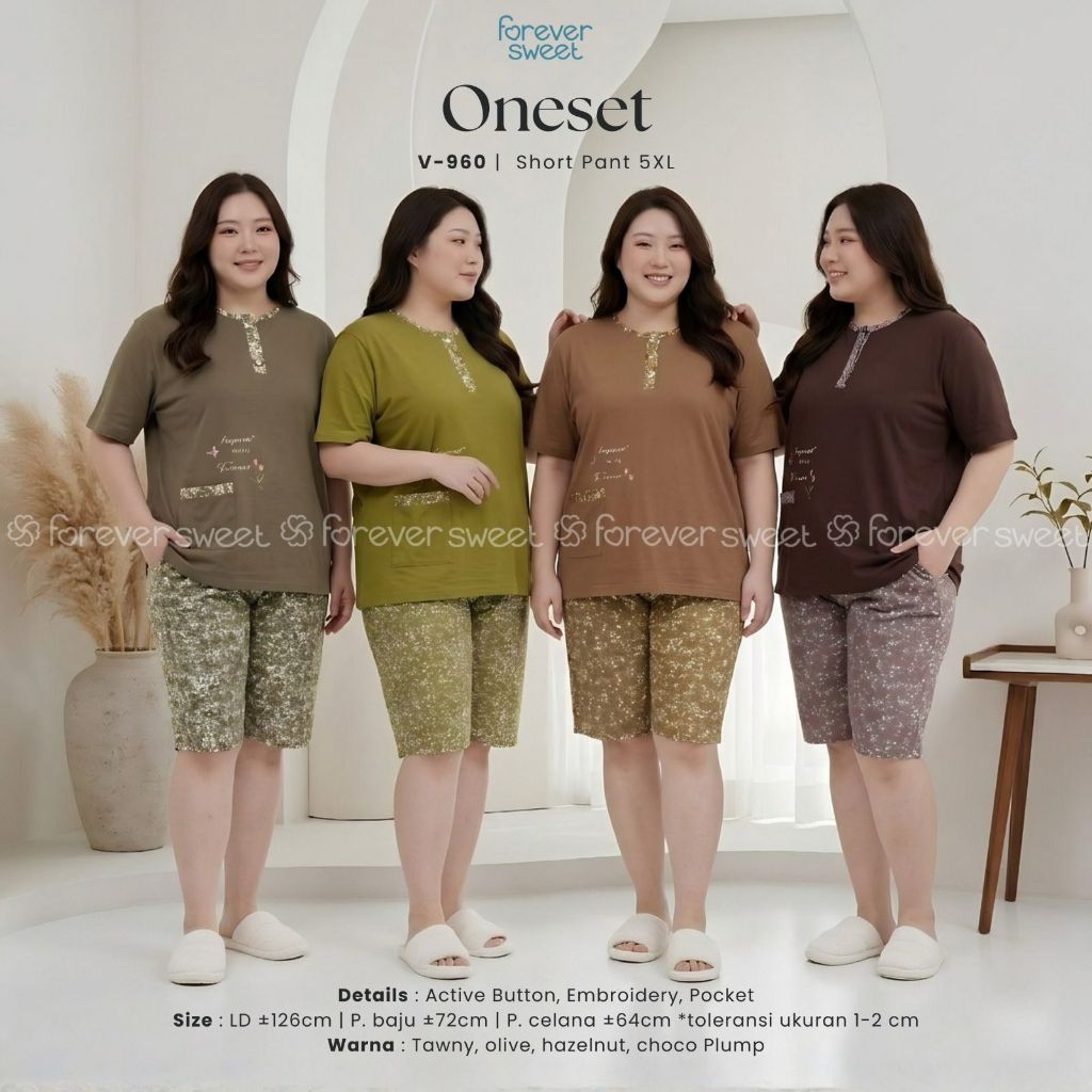 Babydoll Forever 3/4 Jumbo 5XL Celana Pendek Piyama Baju Tidur Baby Doll Wanita