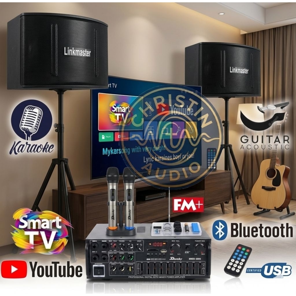 Paket Sound System Linkmaster 10 Inch Ampli Fier Mic Wireless Original
