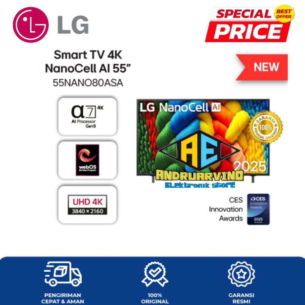 LG 4K UHD NANOCELL 55 INCH 55NANO80ASA UHD SMART TV WITH AI THINQ