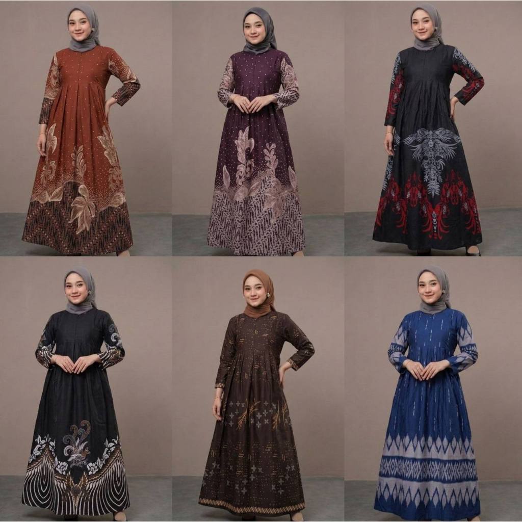 Maura Couple - Sania Ruffle Batik Couple Gamis busui Baju wanita Standart jumbo terbaru batik keluar