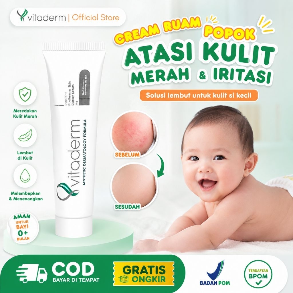 Vitaderm Cream Ruam Popok Bayi 8X Ceramide Atasi Kulit Merah Iritasi Pelembab Kulit Sensitif Bayi BP