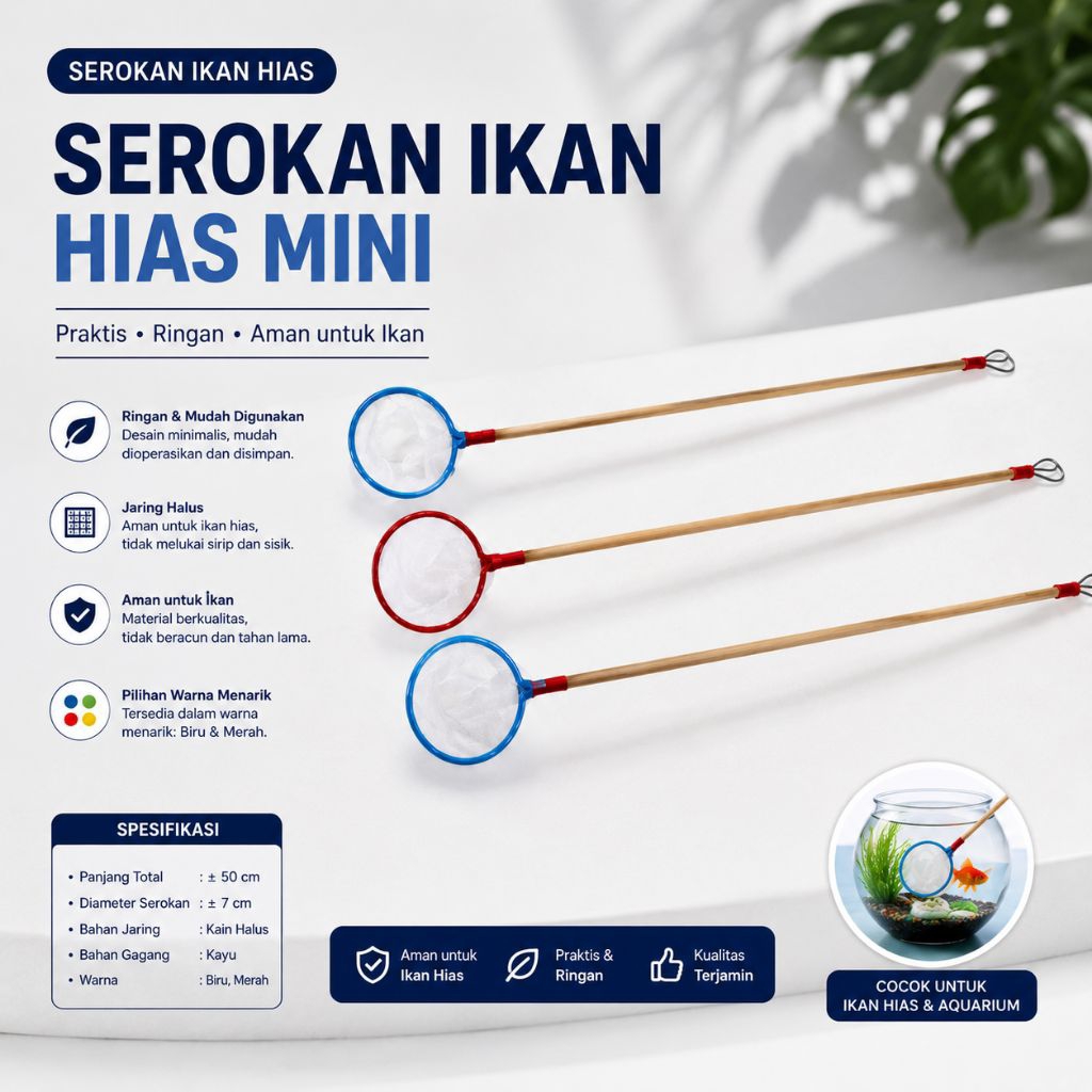 Seser Kain Halus Ikan Channa Koki - Serokan Gagang Bambu Halus Anti Gores