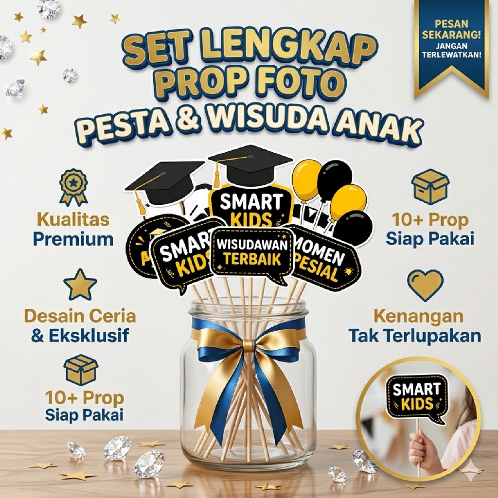 photo booth props premium wisuda kuning hitam  | props foto wisuda | props graduation | photo booth 