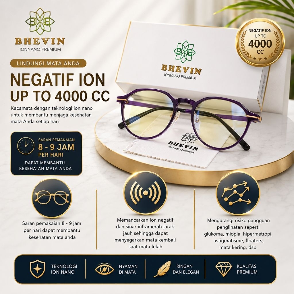 KACAMATA ION NANO BHEVIN ION NEGATIF ANTI RADIASI KACAMATA TERAPI KACAMATA KESEHATAN KACAMATA ANTI S