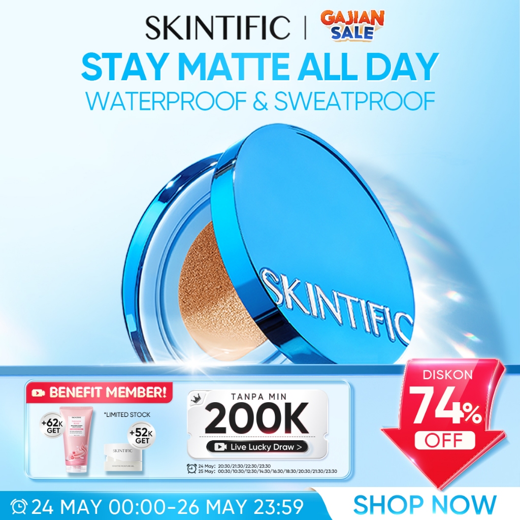 SKINTIFIC - Perfect Stay Velvet Matte Cushion| MINI SIZE Travel Friendly Matte Finish Cocok untuk Ku