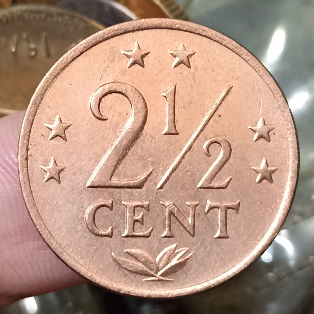 Koin Kuno Netherlands Antilles (Dutch Caribbean) 2 1/2 Cent Tahun 1971