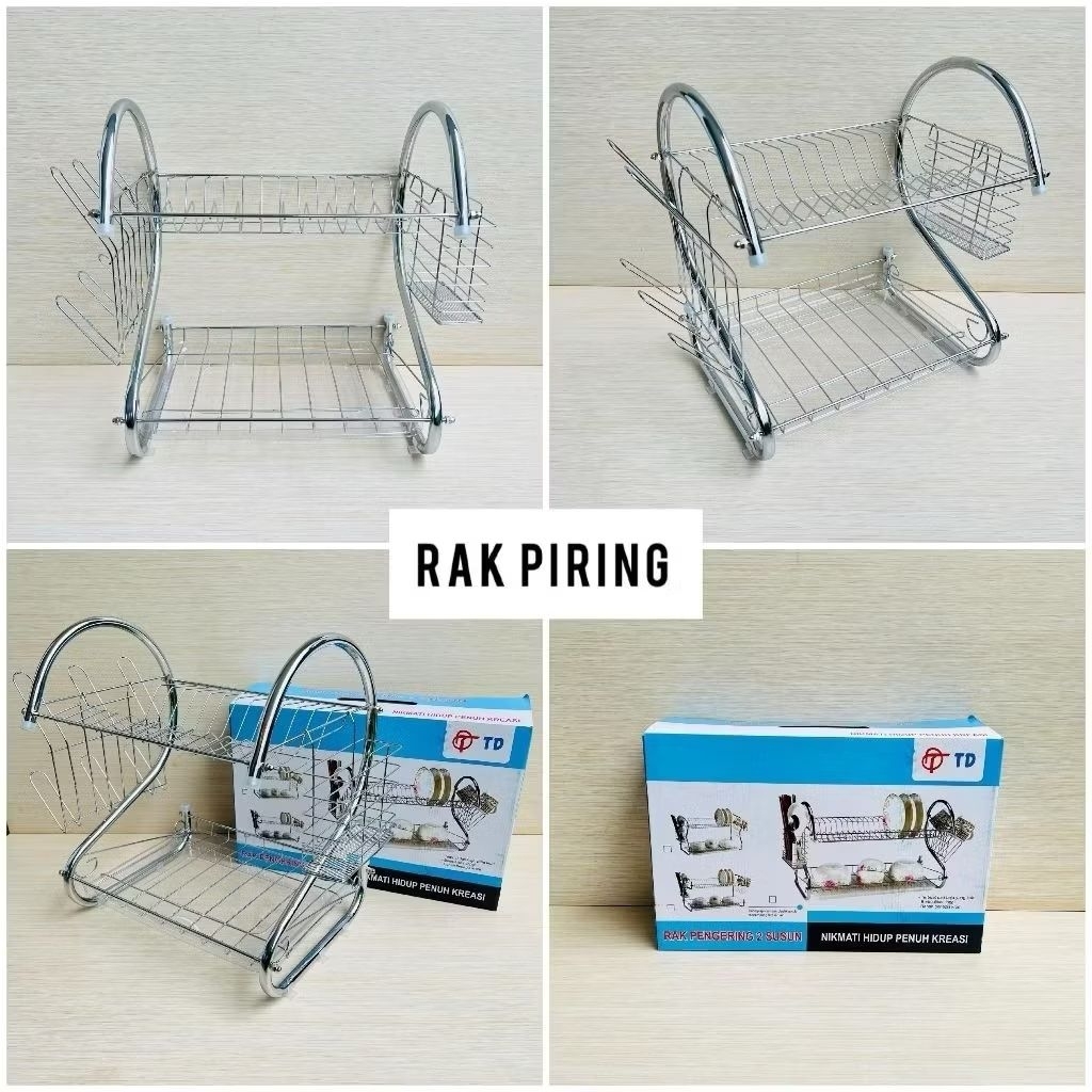 RAK PIRING STAINLESS TD JUMBO MINIMALIS RAK 2 SUSUN TINGKAT / RAK PIRING SERBAGUNA MINI