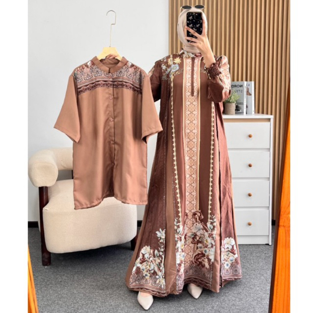Little butik SYANIA RAYA COUPLE SET | Gamis lebaran pasangan sarimbit hari raya