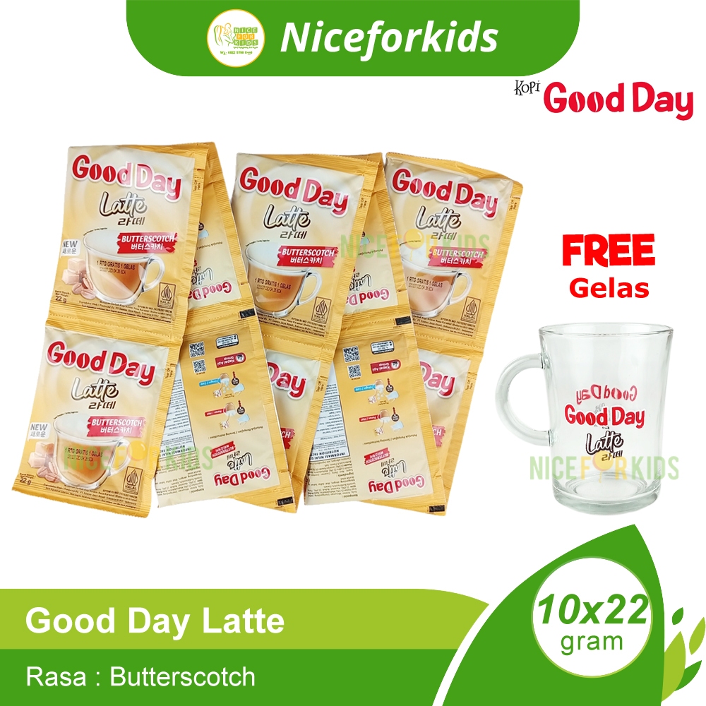 Good Day Latte Butterscotch Renceng Isi 10pcs Free Gift Gelas / Good Day Free Gift