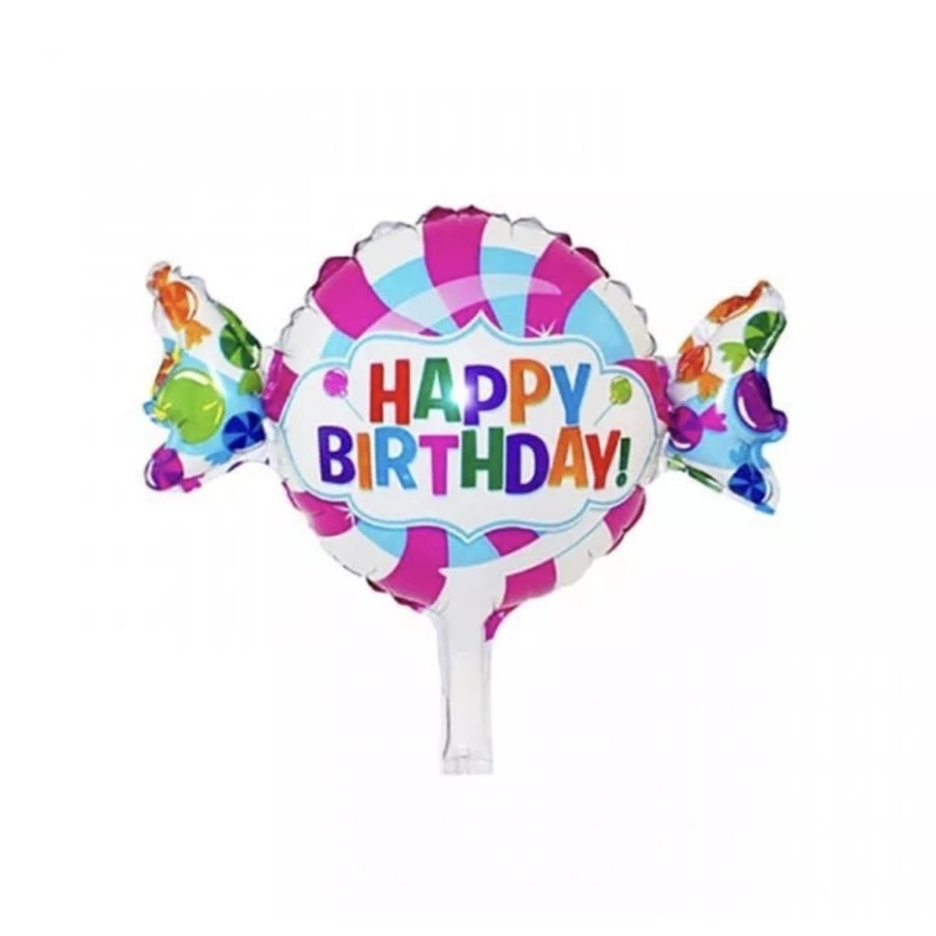 Balon foil mini bentuk permen candy tulisan happy birthday bday balloon baloon hiasan dekorasi pesta
