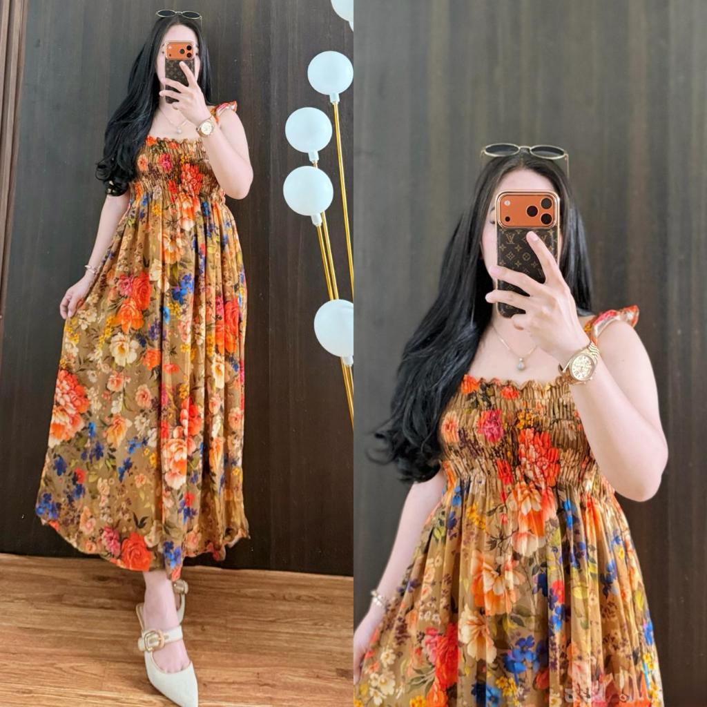 Dress wanita -  Daster yukensi motif bunga - Dress bahan rayon