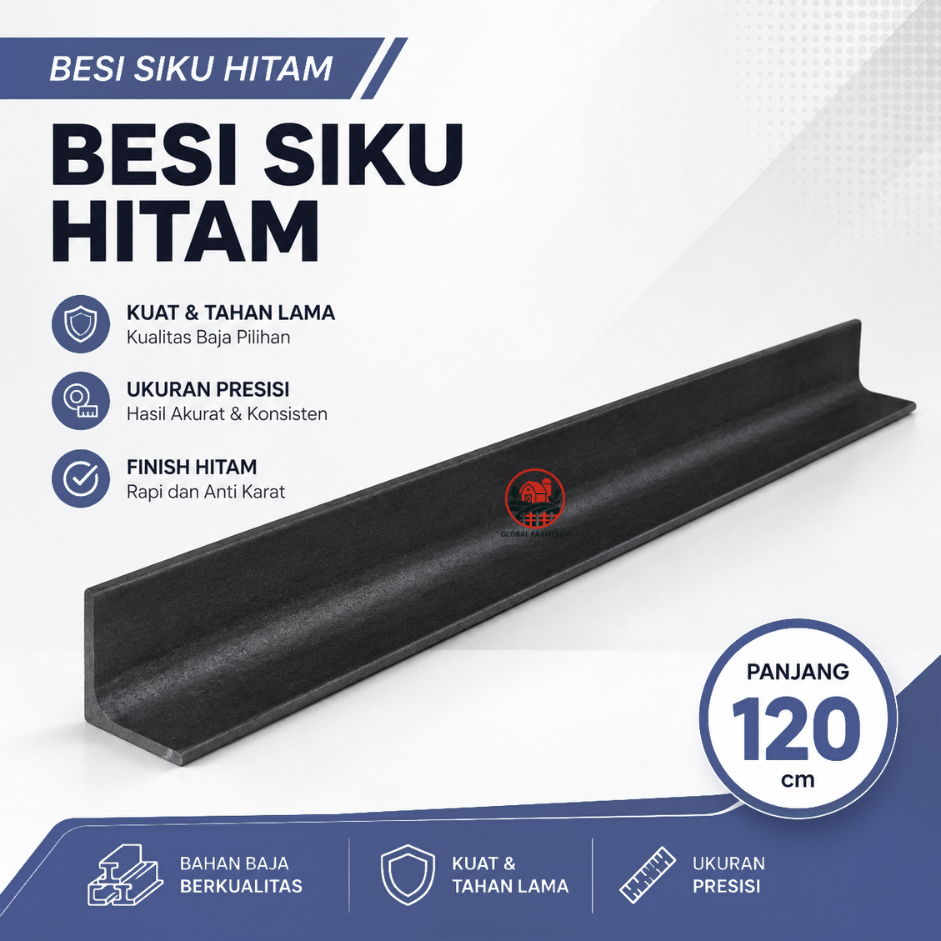 Besi Siku Hitam Besi Hollow Galvanis Baja Panjang 120cm 3x3cm 4x4cm | Kualitas Terbaik, Termurah | K