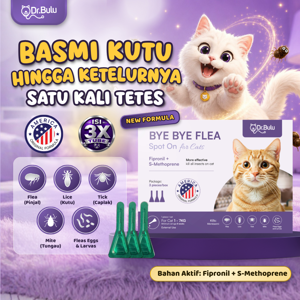 Dr.Bulu - Bye Bye Fleas Spot On New Formula - Pembasmi Kutu Kucing - Obat Kutu Kucing