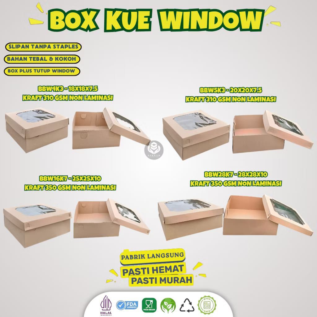 Box Nasi 20x20 Kraft 310 Gsm Dus Nasi Kotak 20x20
