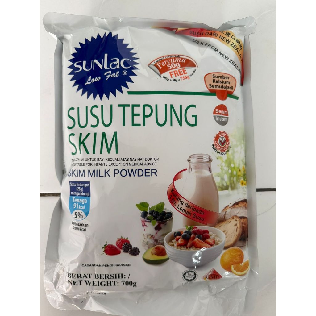 SUNLAC Low Fat Susu Bubuk Skim Malaysia 750gram
