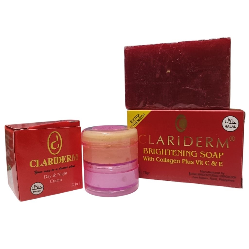 paket Clariderm 2in1 cream susun siang&malam + sbn batang
