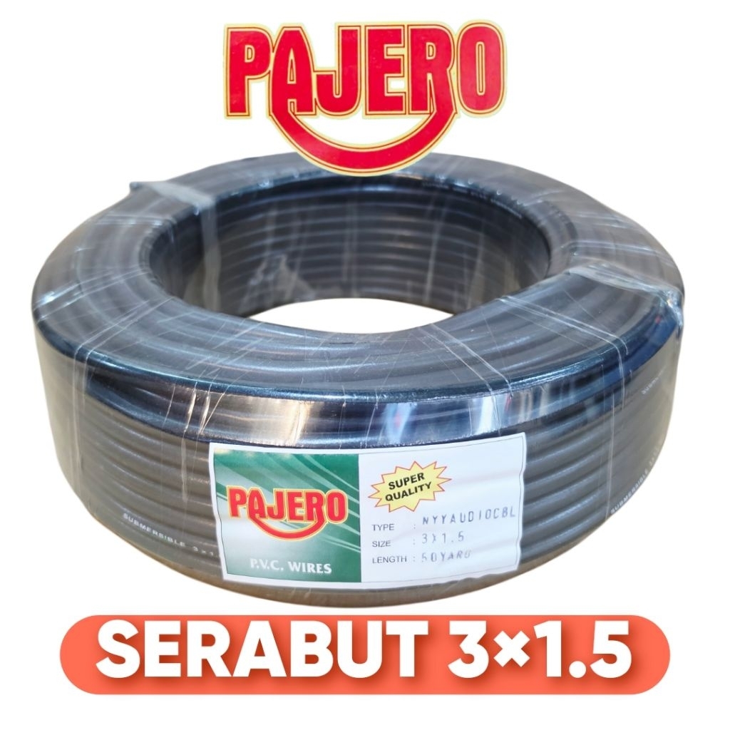 Pajero Kabel audio kabel listrik isi 3 kabel Serabut  3x1,5 1rol 50meter
