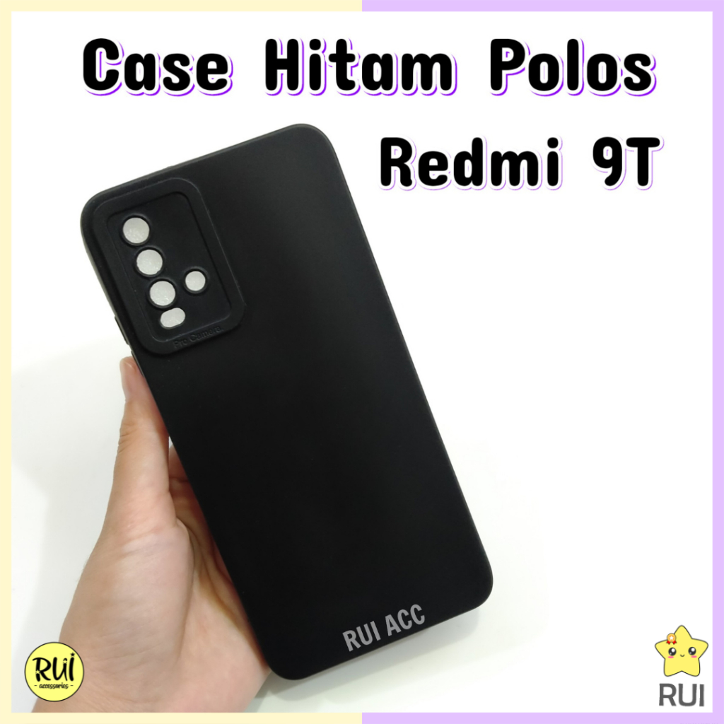 Case Hitam Protect Redmi 9T Black Matte Xiaomi Softcase Polos Silikon HP