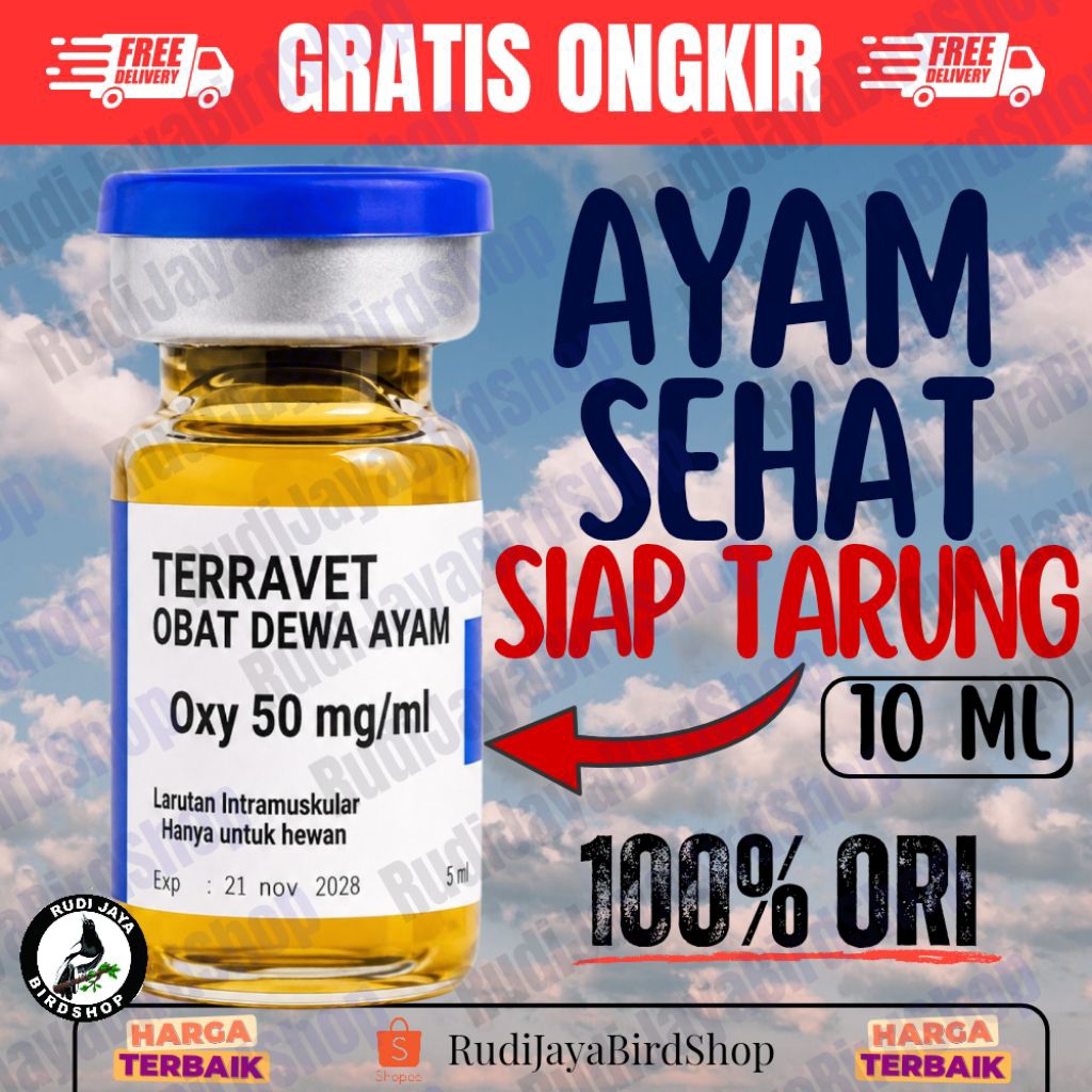 TERRAVET 10 ML TERAVET INJEKSI VITAMIN OBAT SEMUA SAKIT AYAM DEMAM LUMPUH FLU BURUNG TETELO CRD