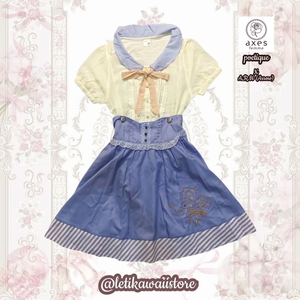Set Only Get2pcs Axes Femme X ARW alice in wonderland candy set pink biru sheer top blouse pink ribb
