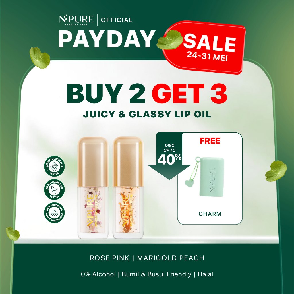 [BUY 2 GET CHARM ]NPURE Power Glow Lip Oil / Lip Care / Lip Serum / Melembapkan Bibir / Menutrisi Bi
