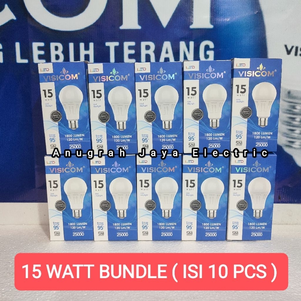 Lampu Led VISICOM 15 Watt Putih Garansi 1 Tahun - Bundle isi 10 pcs