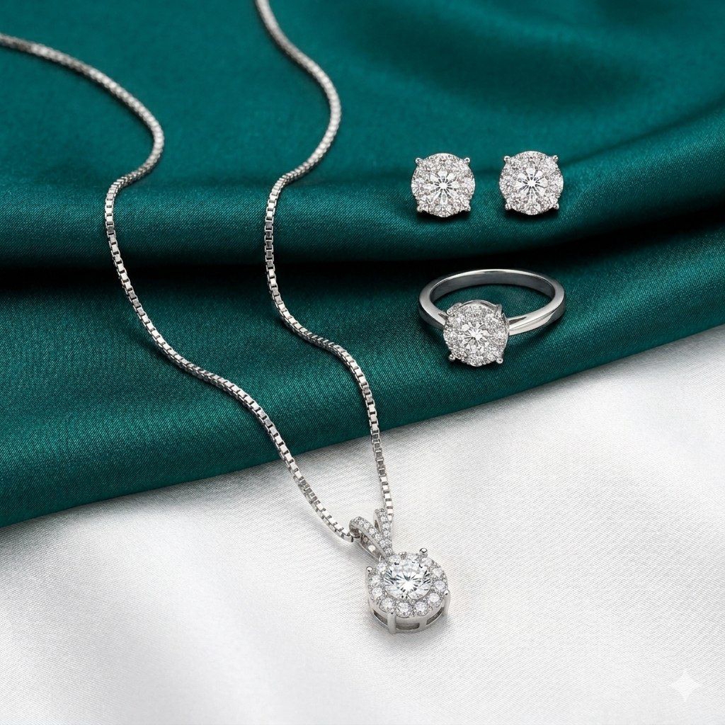 set perhiasan berlian eropa silver 925