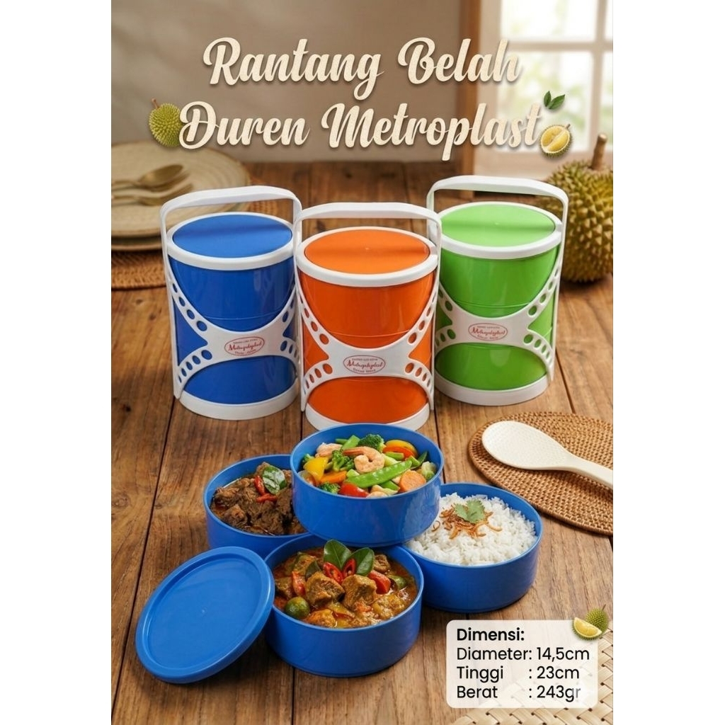 Rantang Belah Duren Susun 3 Metropolyplast