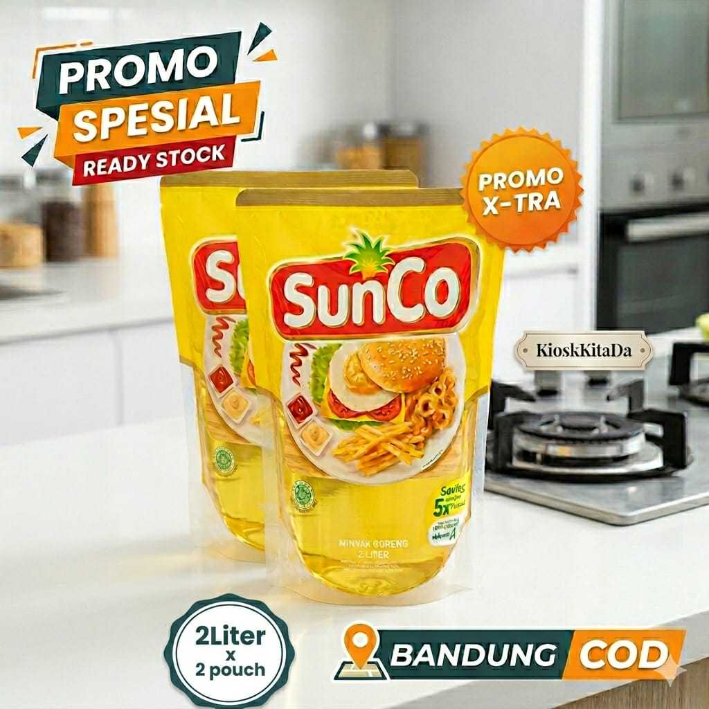 Kios Kita | Paket Hemat 2 Liter x 2 Pouch Sunco Minyak Goreng Sawit Kemasan Refil Premium | Minyak G