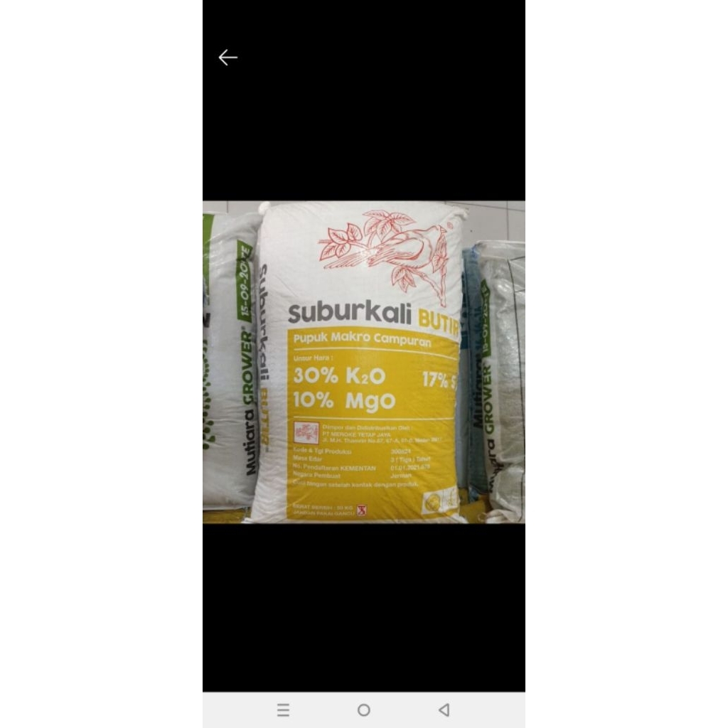 Pupuk Suburkali butir meroke kemasan pabrik 50 kg