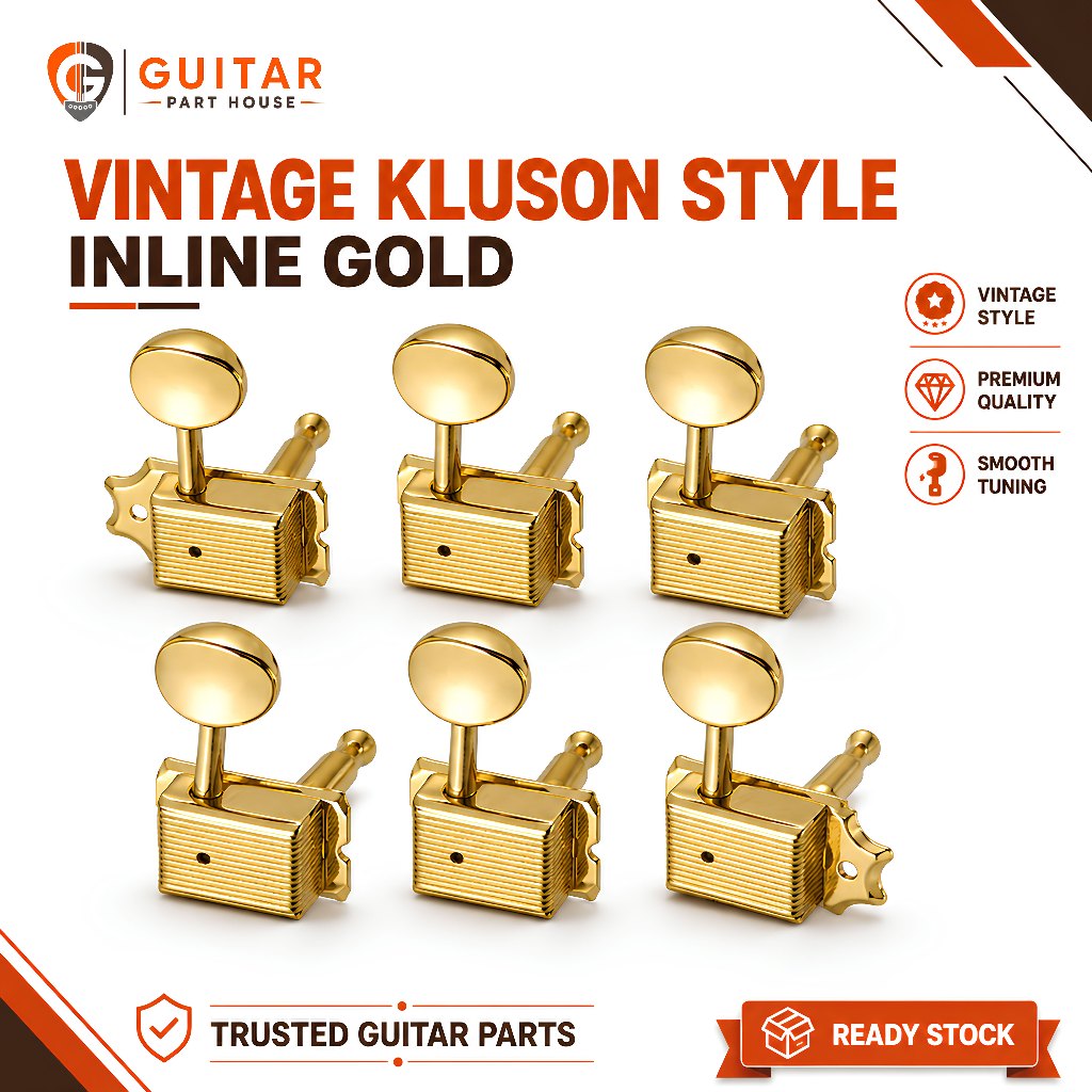 Dryer Gitar Kluson Style 6 in Line Gold Set - Tuning Machine Head Vintage