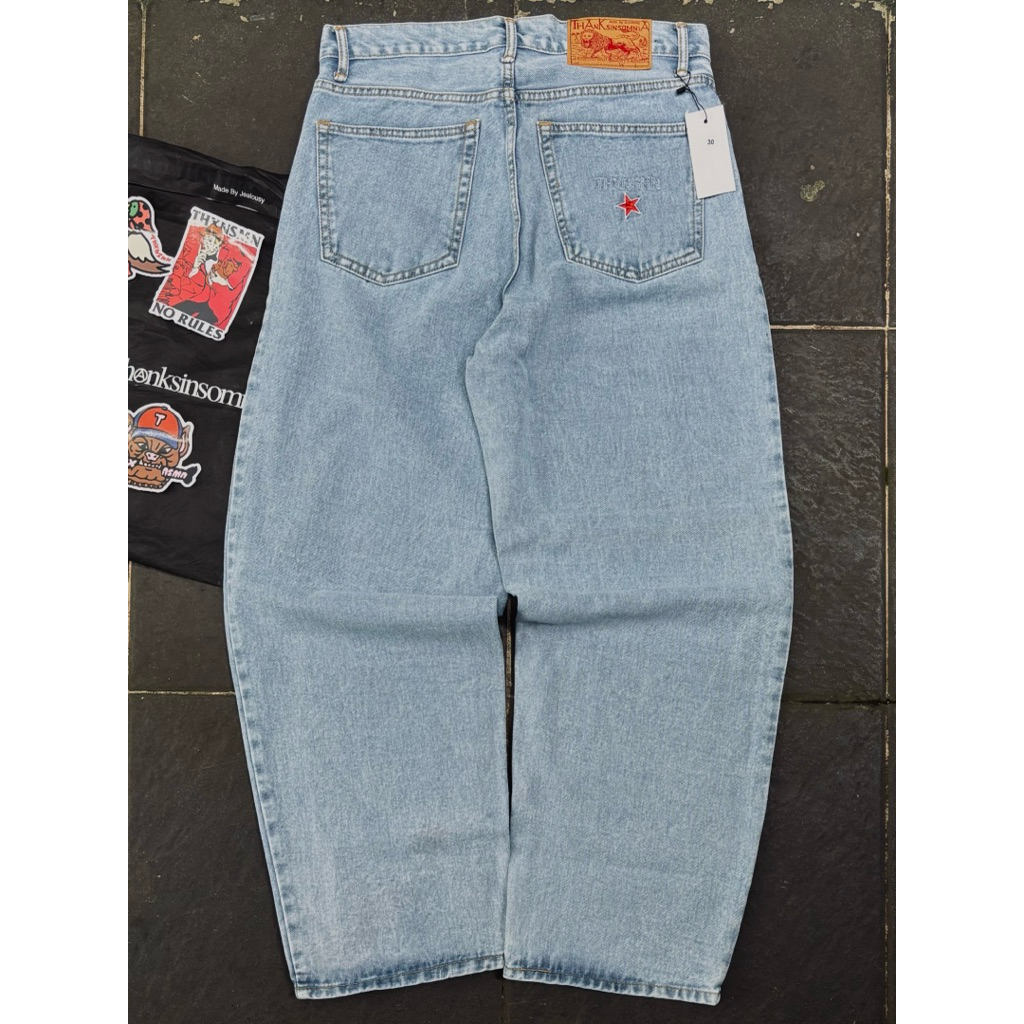 Denim Pants Thanksinsomnia Ginna Red Star Light Blue
