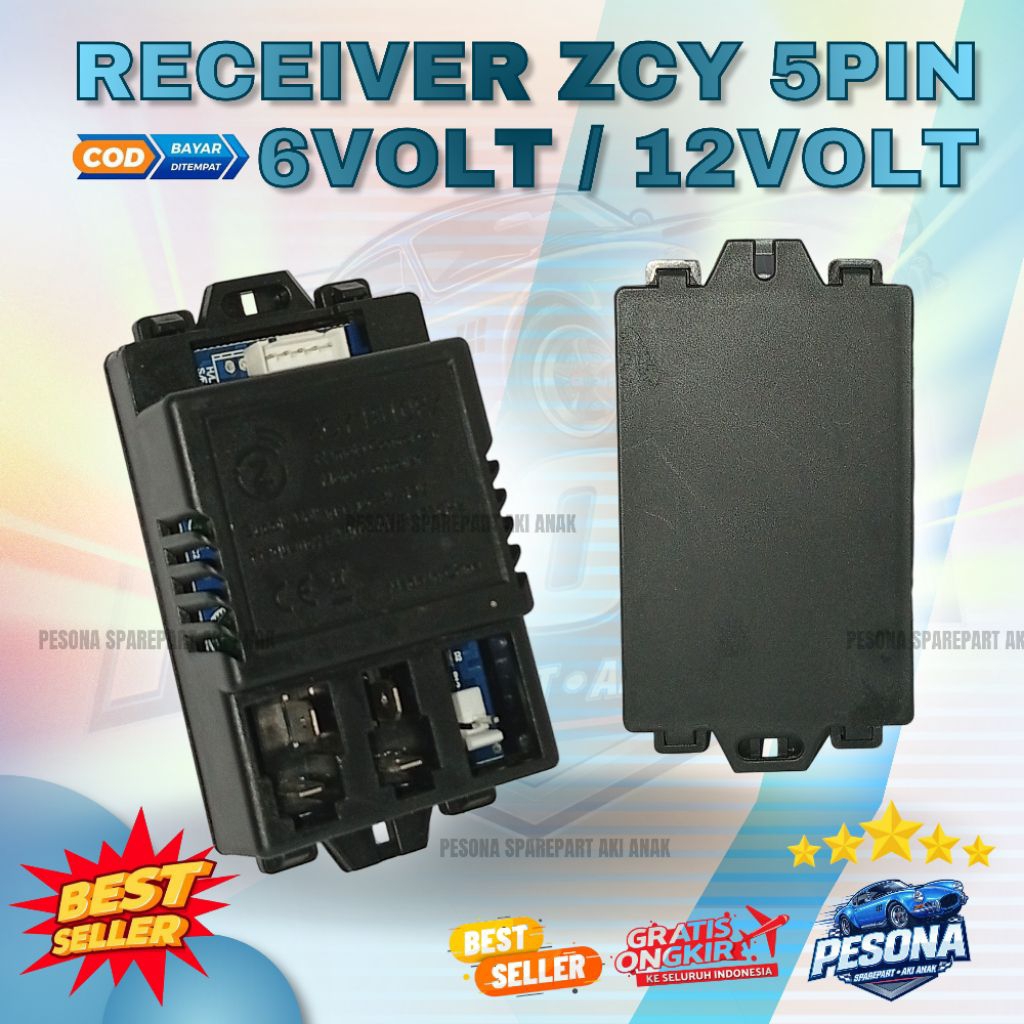 RECEIVER MODUL ZCY1810RX 5PIN 6V 12V MOBIL AKI ANAK PLIKO YUKITA PMB MINI SPEEDS VOLTA RASTAR BABY C