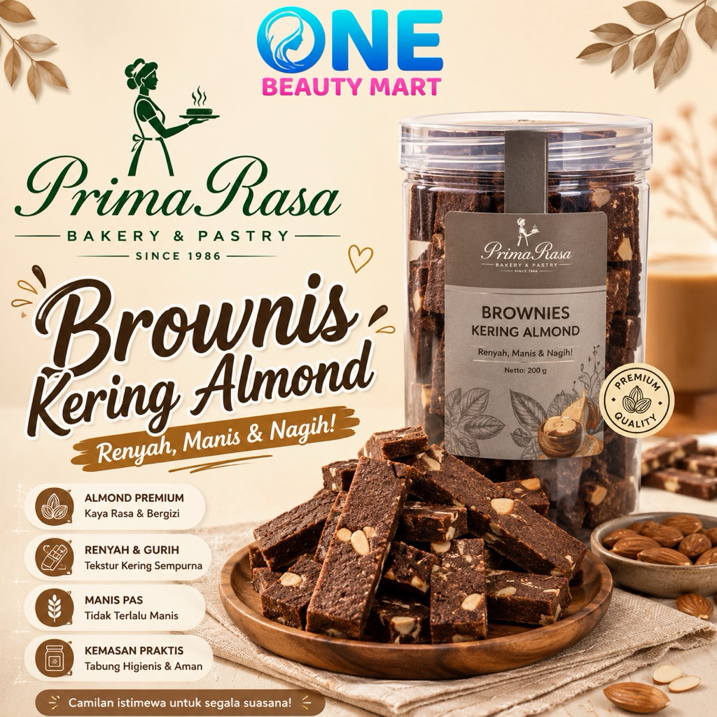 PRIMA RASA Brownis Kering almond | PrimaRasa Bakery Pastry Cake Brownies Oleh Oleh Khas Bandung