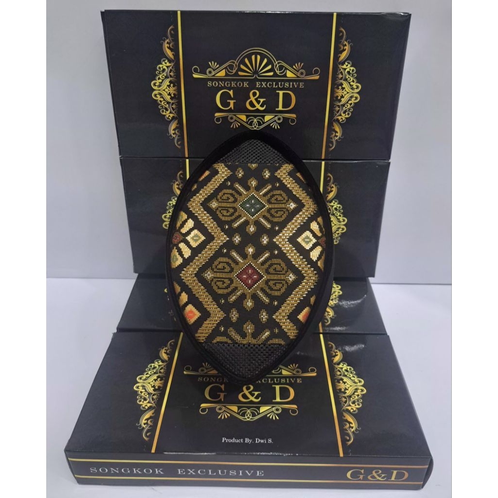 SONGKOK PECI AC BLUDRU PADUAN KAIN SONGKET
